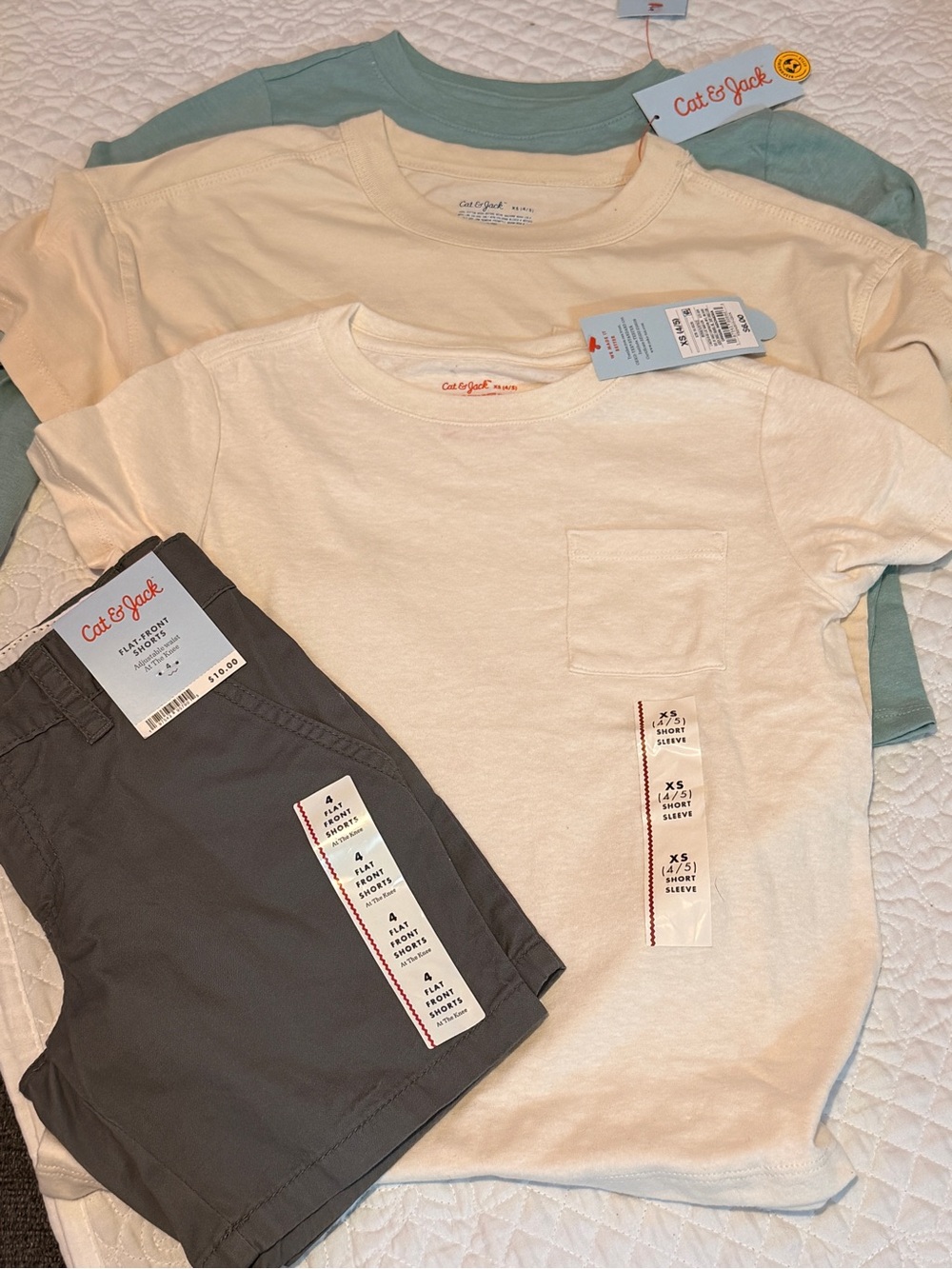 Cat & Jack Cream Short Sleeve Pocket Tee - Neutral